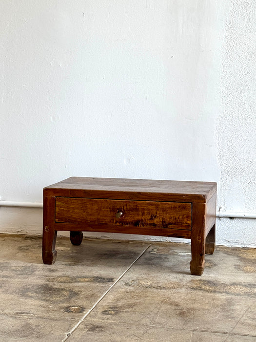 Elmwood Low Stool With Drawer