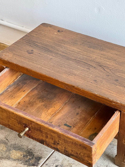 Elmwood Low Stool With Drawer