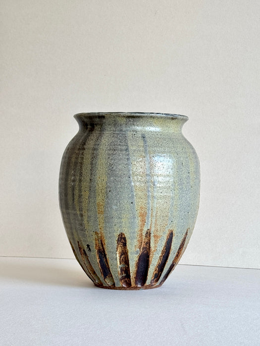 Wide Mouth Scalloped Studio Pottery Vase