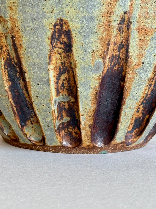 Wide Mouth Scalloped Studio Pottery Vase