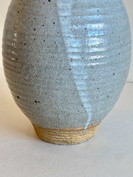 Large Ribbed Stoneware Vase