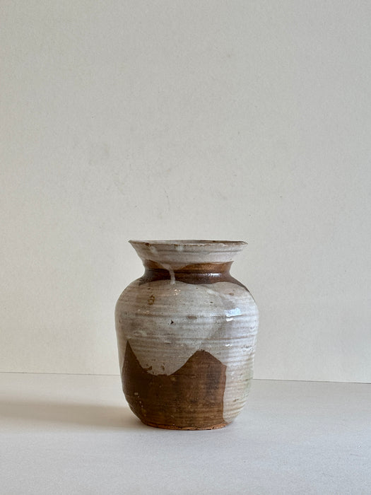 Brown And Cream Stoneware Vase