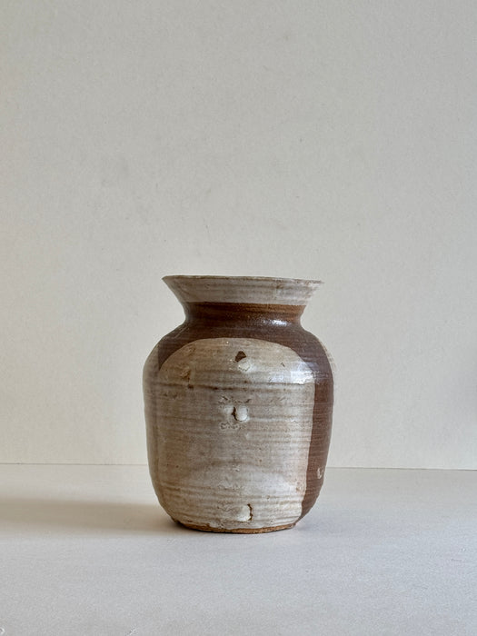 Brown And Cream Stoneware Vase