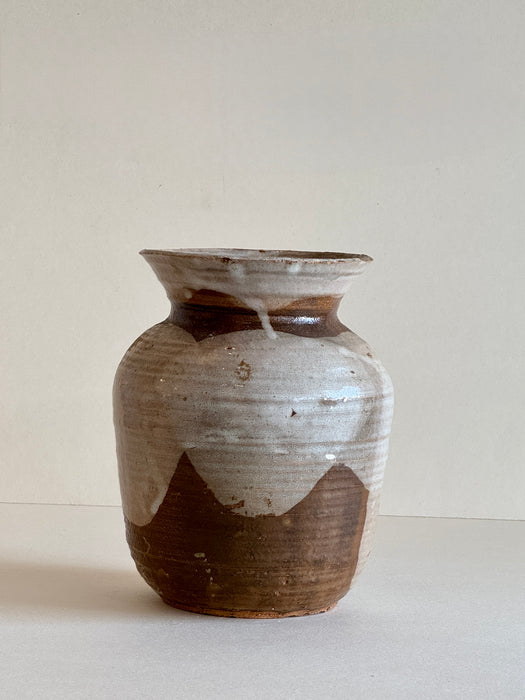 Brown And Cream Stoneware Vase