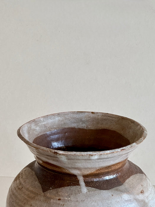 Brown And Cream Stoneware Vase