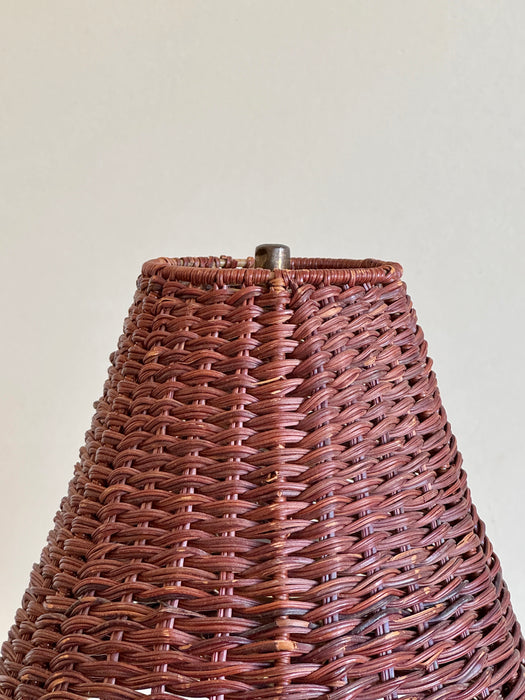 Stoneware Table Lamp With Rattan Shade