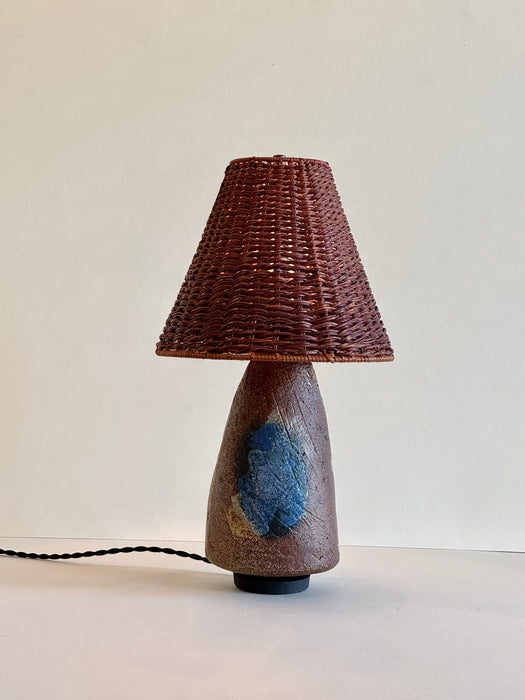 Stoneware Table Lamp With Rattan Shade