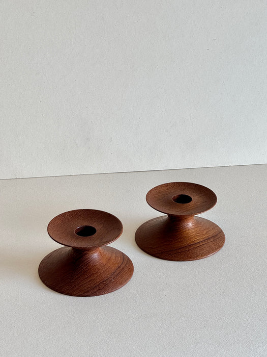 Japanese Teak Candleholders